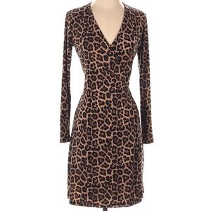 MICHAEL Michael Kors Leopard Long Sleeve Wrap Cocktail Dress